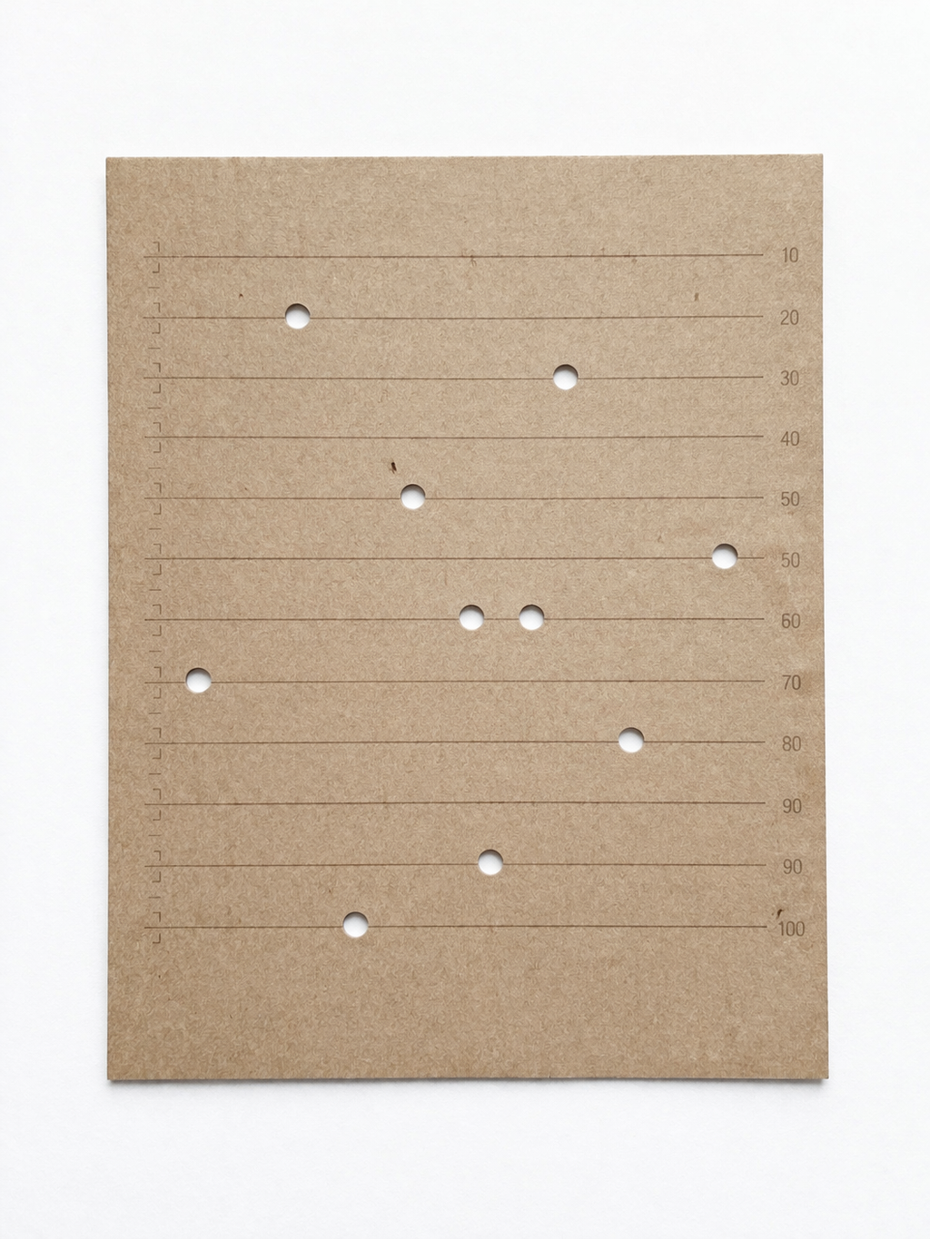 Voorbeeld van een Hollerithkaart of ponskaart met kolommen en ponsgaten